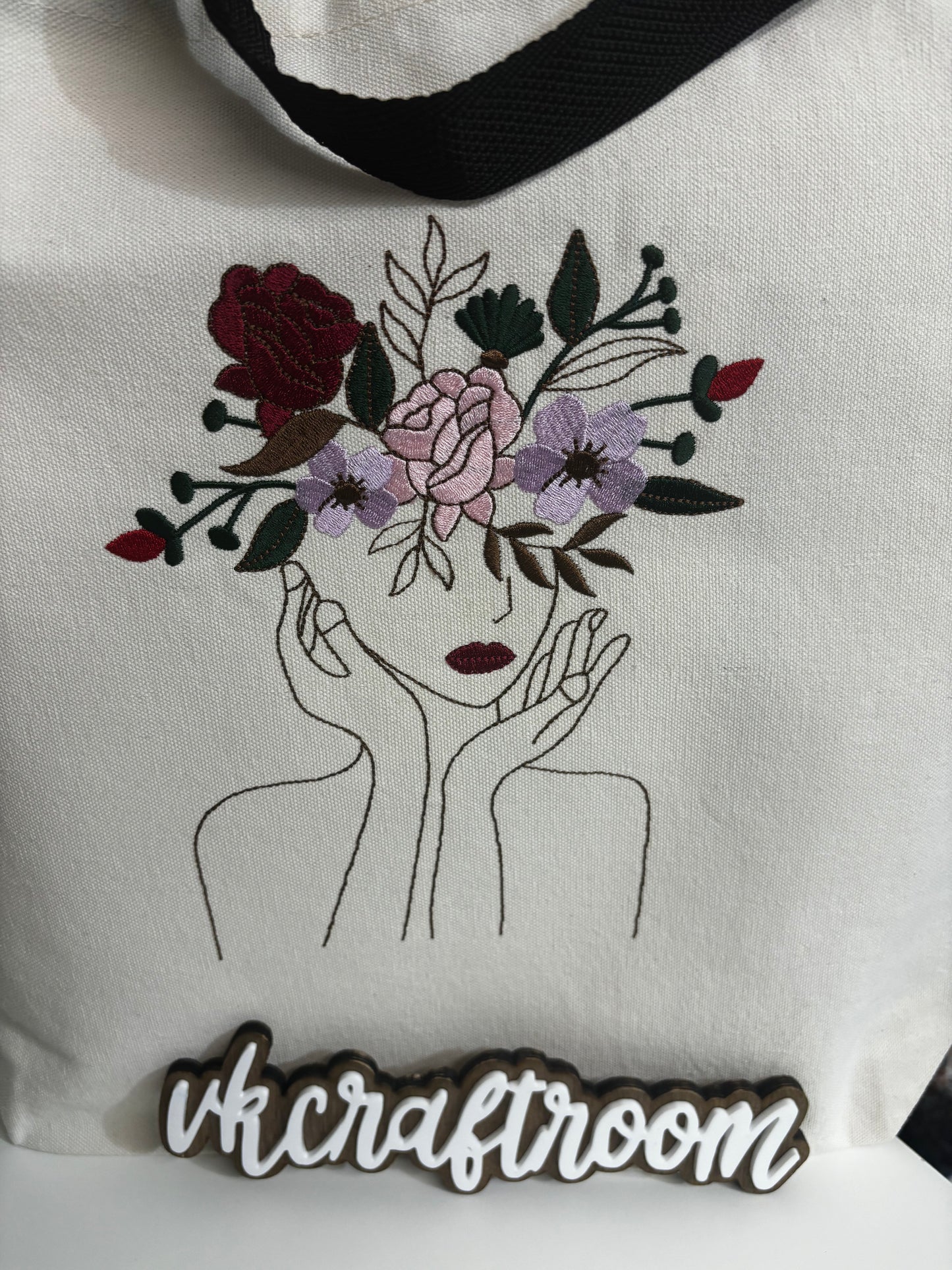 Embroidered Tote Bag, Embroidered Artwork, Unique Tote Bag
