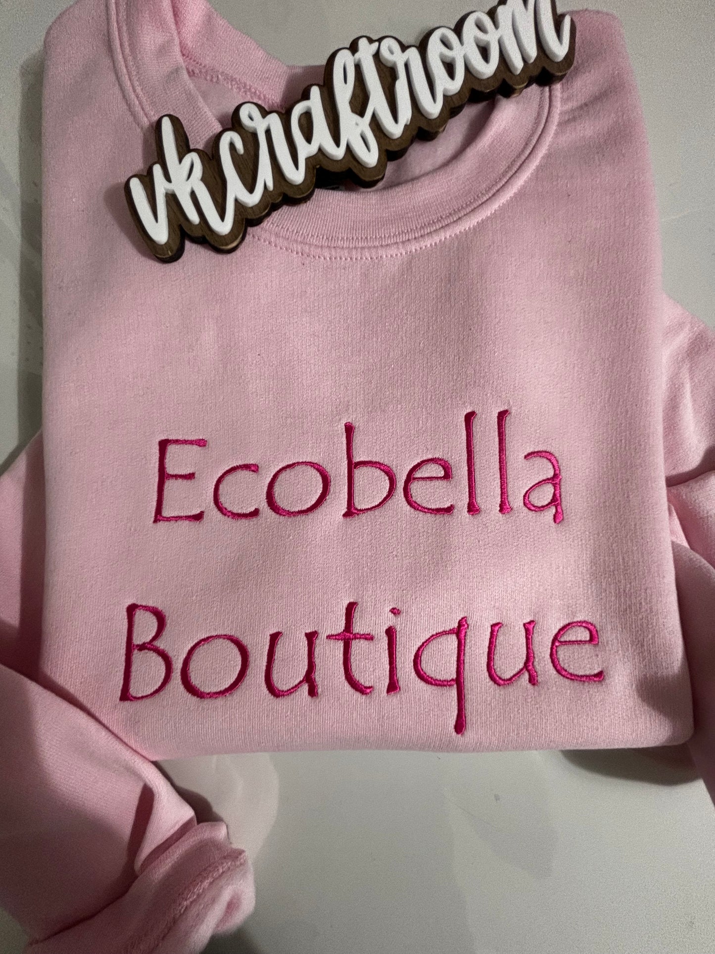 Custom Logo Sweatshirt, Ecobella Boutique Sweatshirt, Embroidered Logo Sweatshirt