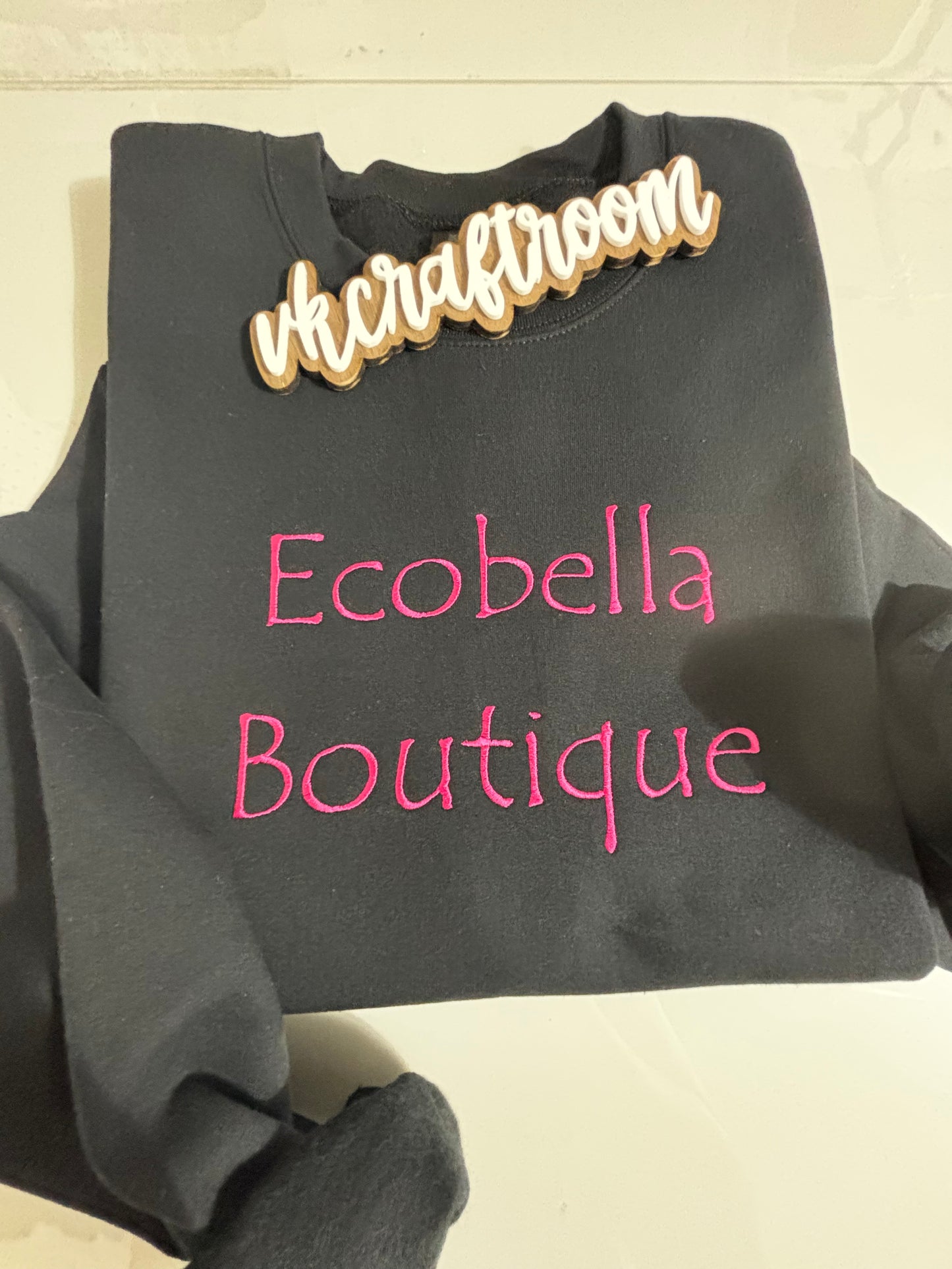 Custom Logo Sweatshirt, Ecobella Boutique Sweatshirt, Embroidered Logo Sweatshirt