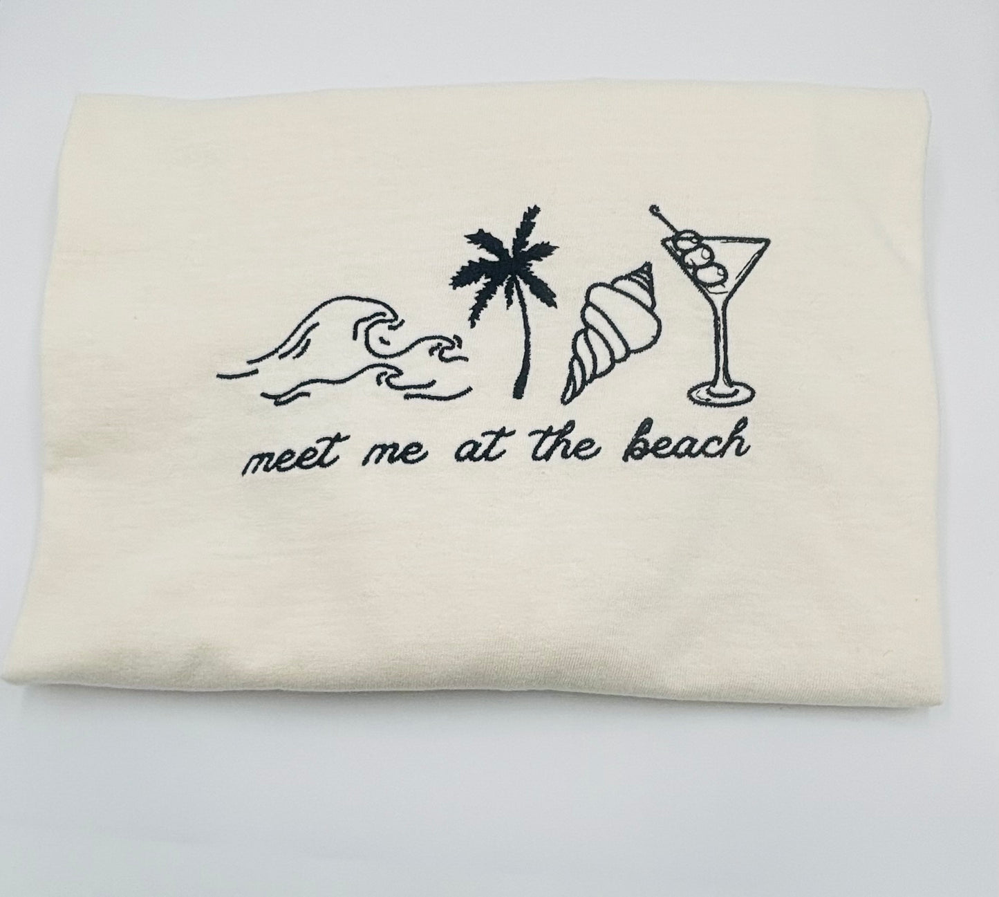 Meet me at the Beach Embroidered Crop Tee, Summer Vibes Embroidered Tee
