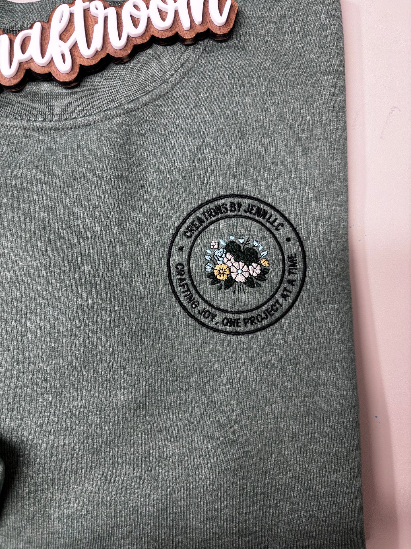 Custom Logo Sweatshirt, Embroidered Sweatshirt, Creations by Jenn LLC Logo Sweatshirt