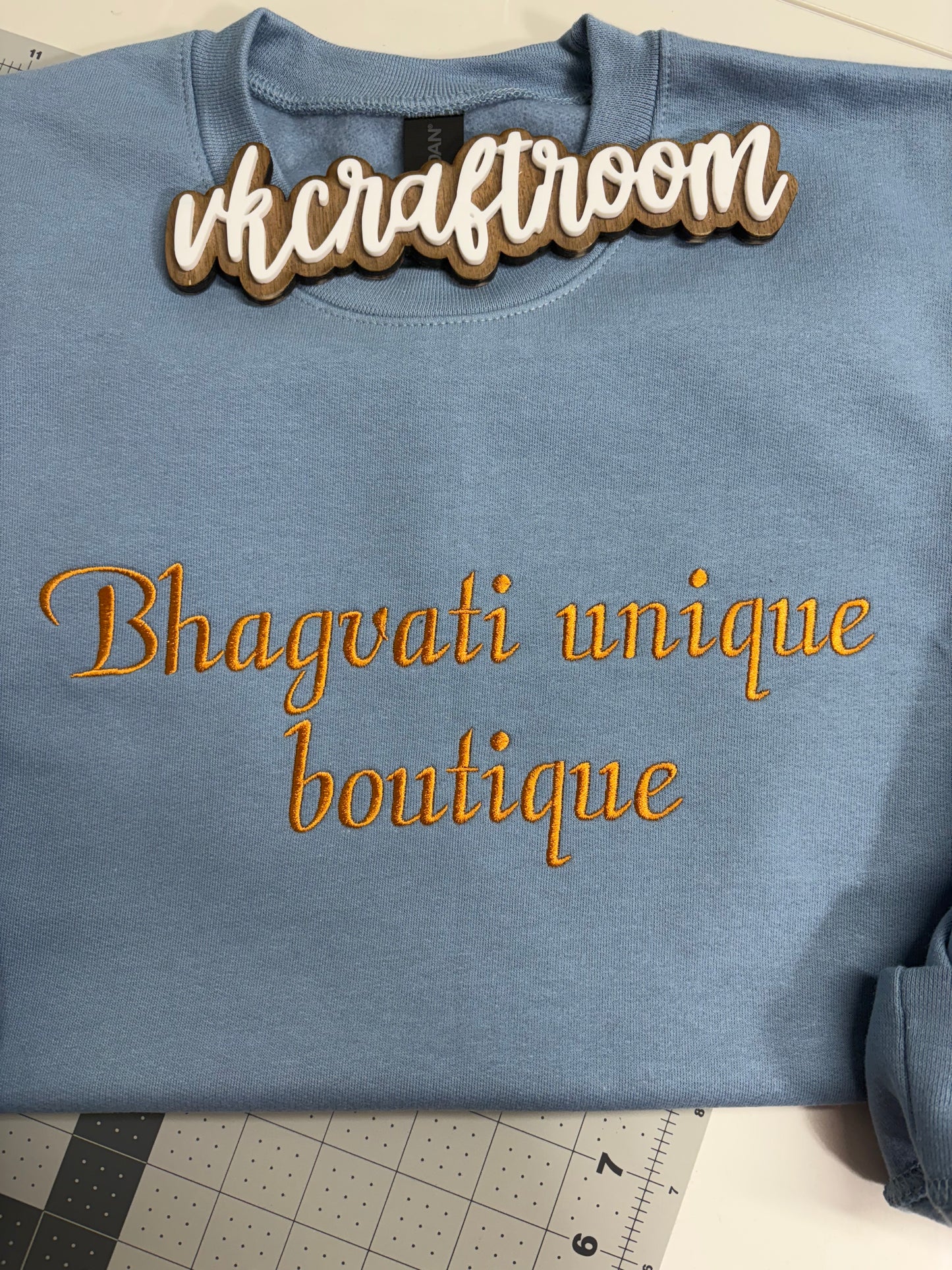 Custom Embroidered Sweatshirt, Bhagvati Unique Boutique Embroidered Sweatshirt