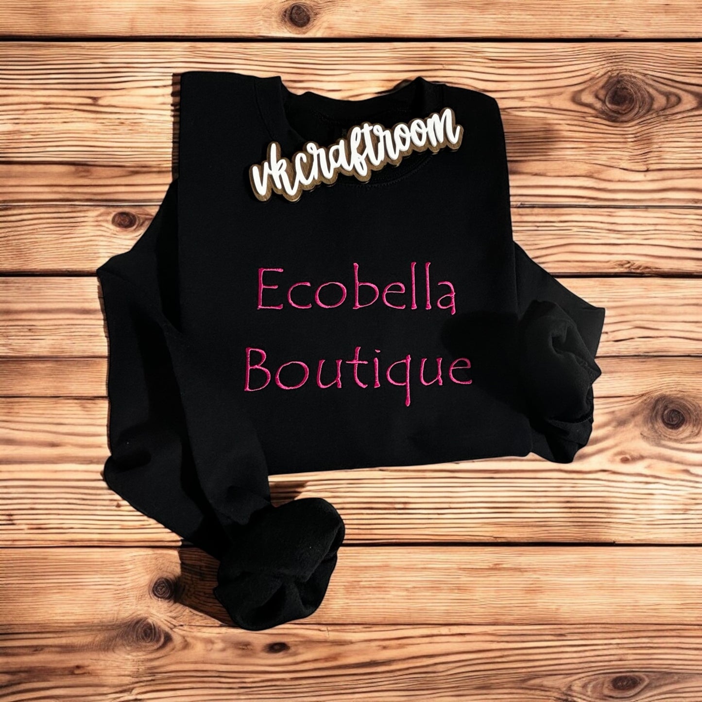 Custom Logo Sweatshirt, Ecobella Boutique Sweatshirt, Embroidered Logo Sweatshirt