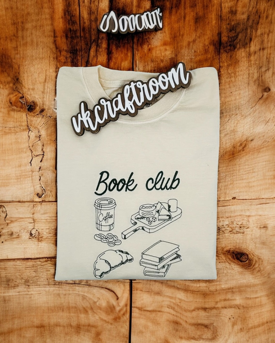 Book Club Embroidered Crop Tee, Book Lover Embroidered Tee, Bookish Embroidered Tee