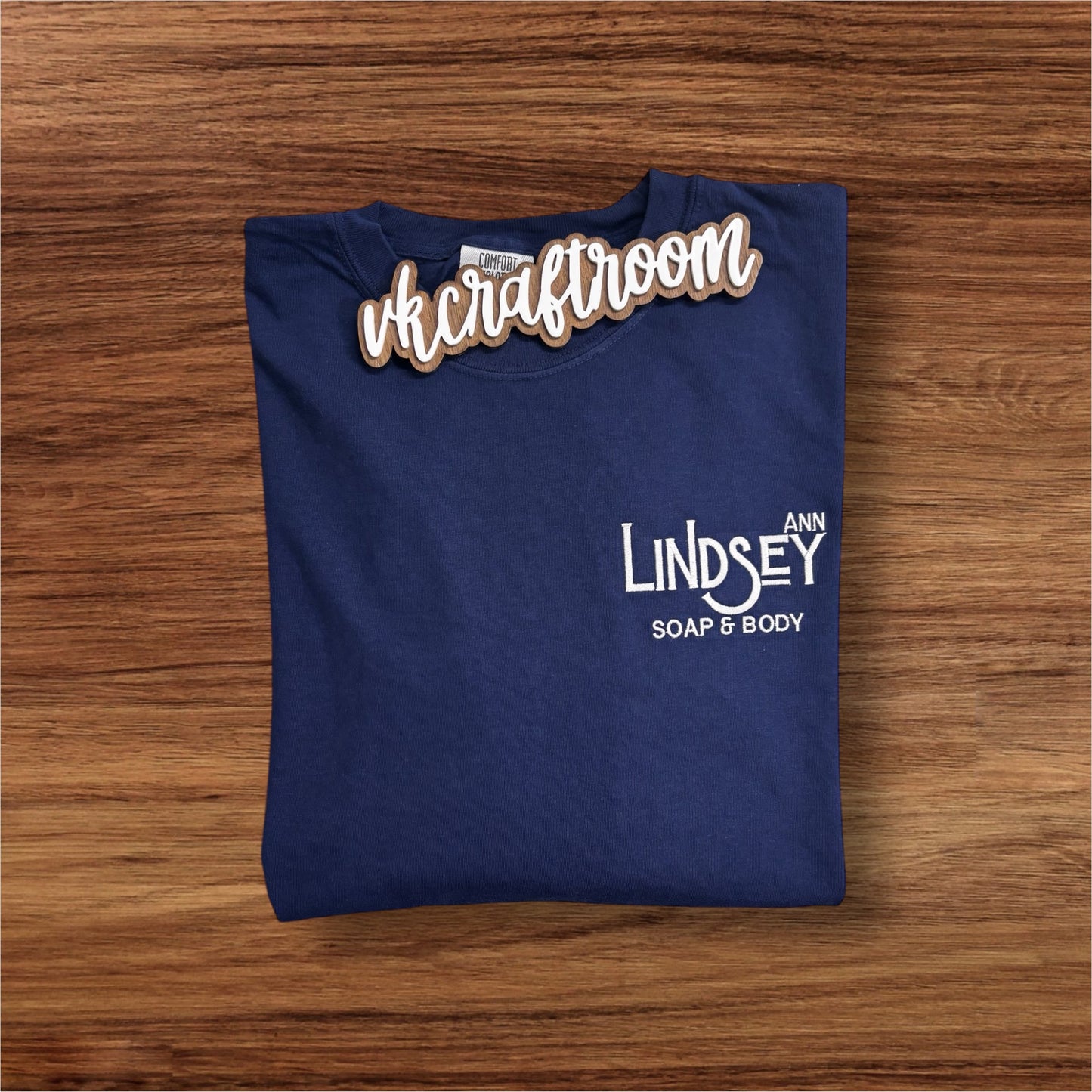 Custom Embroidered Lindsey Ann Soap & Body Logo Shirt Custom Embroidered Logo Shirt
