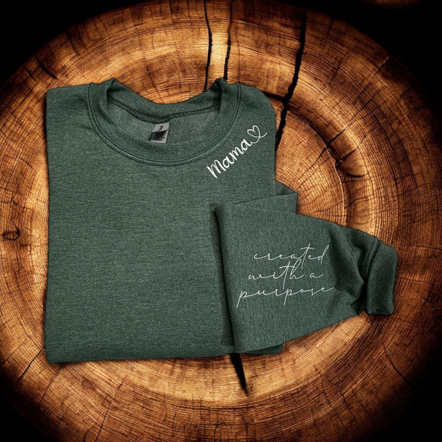 Mama Sweatshirt, Created with a Purpose Sweatshirt, Mom Sweatshirt, Gift for Mom, Embroidered Mama Sweatshirt, Personalized Gift for Her, Customized Mama Sweatshirt