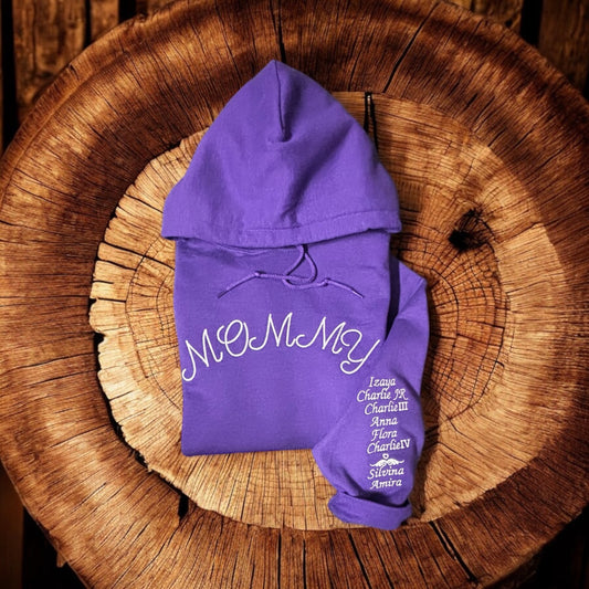 Mommy Hoodie, Custom Hoodie, Gift For Mom, Embroidered Mommy Hoodie