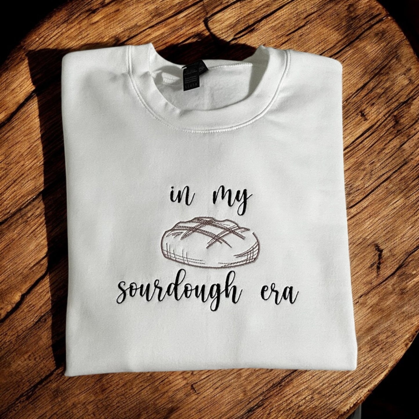 In My Sourdough Era Adult Sweatshirt, Embroidered Adult Sweatshirt, Cozy Fall Style Embroidered Sweatshirt