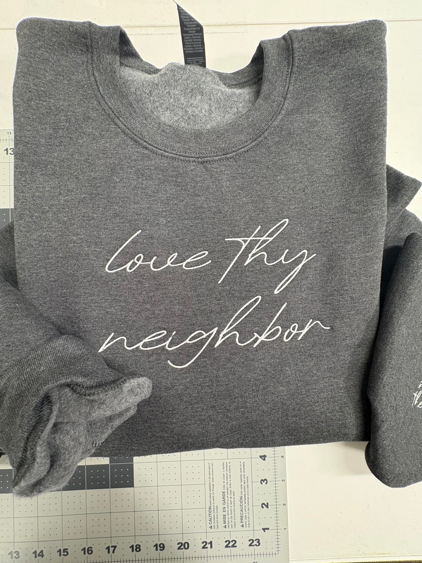 Love Thy Neighbor Embroidered Crewneck, Faith Based Embroidered Crewneck