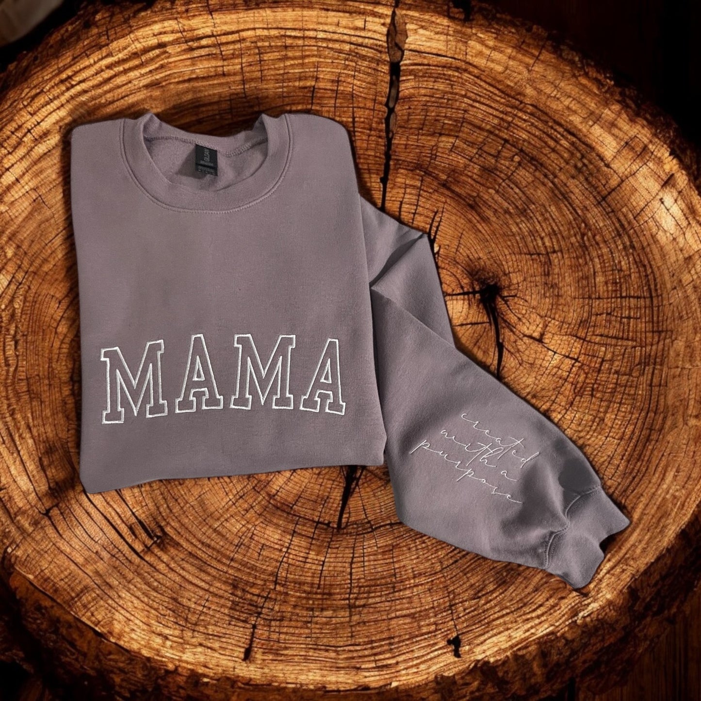 Mama Sweatshirt, Created with a Purpose Sweatshirt, Mom Sweatshirt, Gift for Mom, Embroidered Mama Sweatshirt, Personalized Gift for Her, Customized Mama Sweatshirt