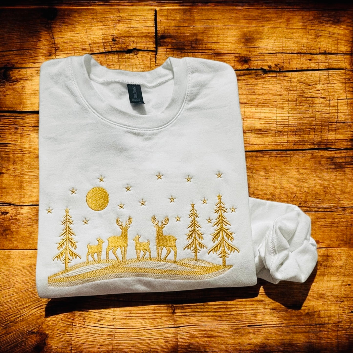 Embroidered Winter Scene Sweatshirt, Unique Embroidered Gift, Winter Vibes Sweatshirt