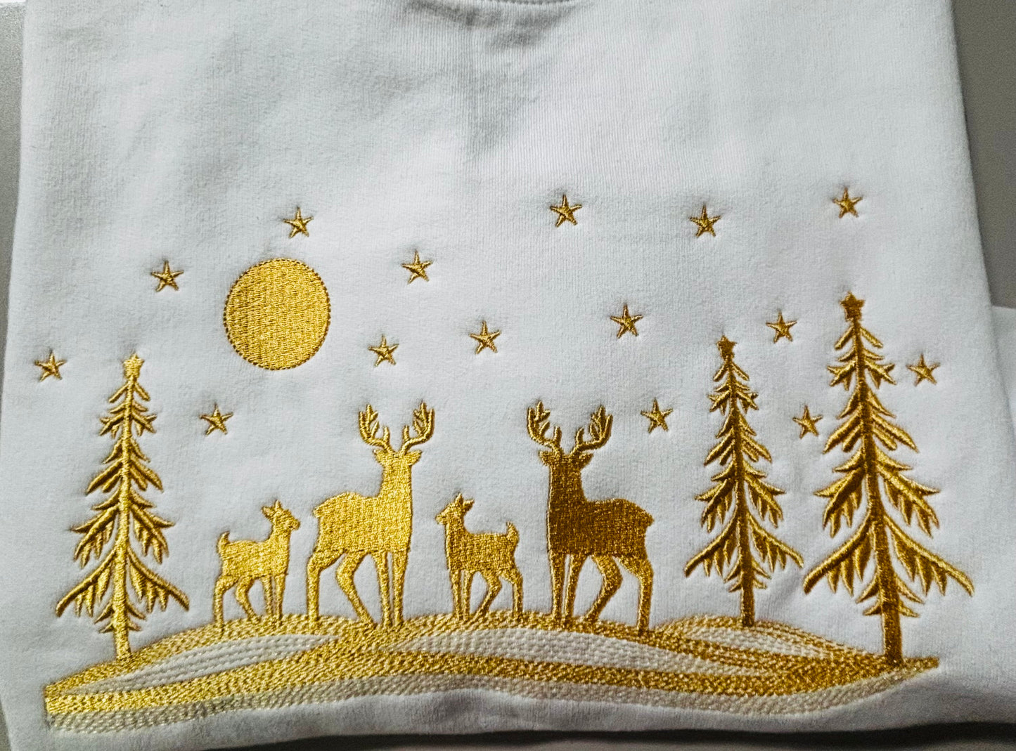 Embroidered Winter Scene Sweatshirt, Unique Embroidered Gift, Winter Vibes Sweatshirt