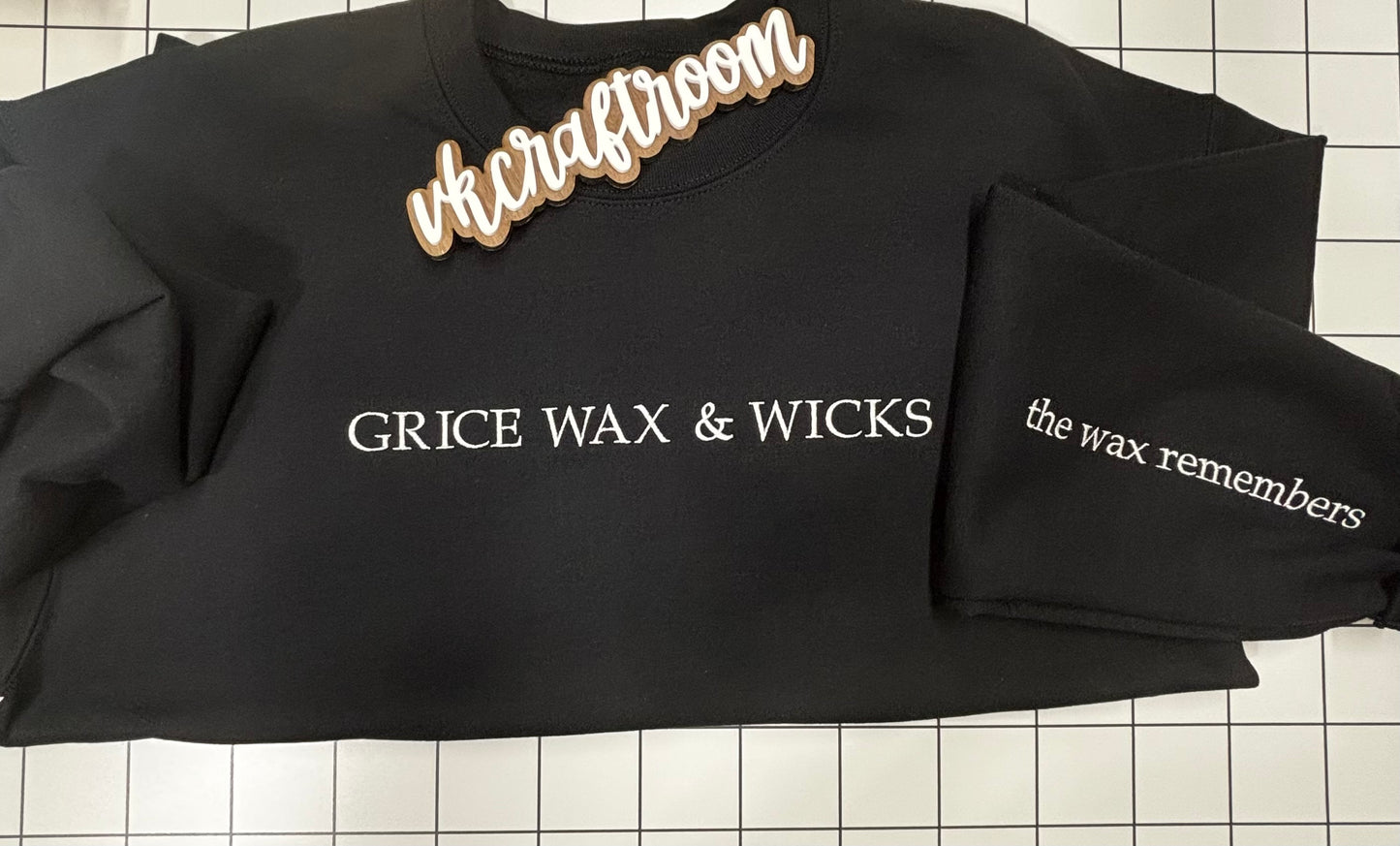 Grice Wax & Wicks Sweatshirt, Custom Sweatshirt, Embroidered Sweatshirt, Custom Logo Sweatshirt