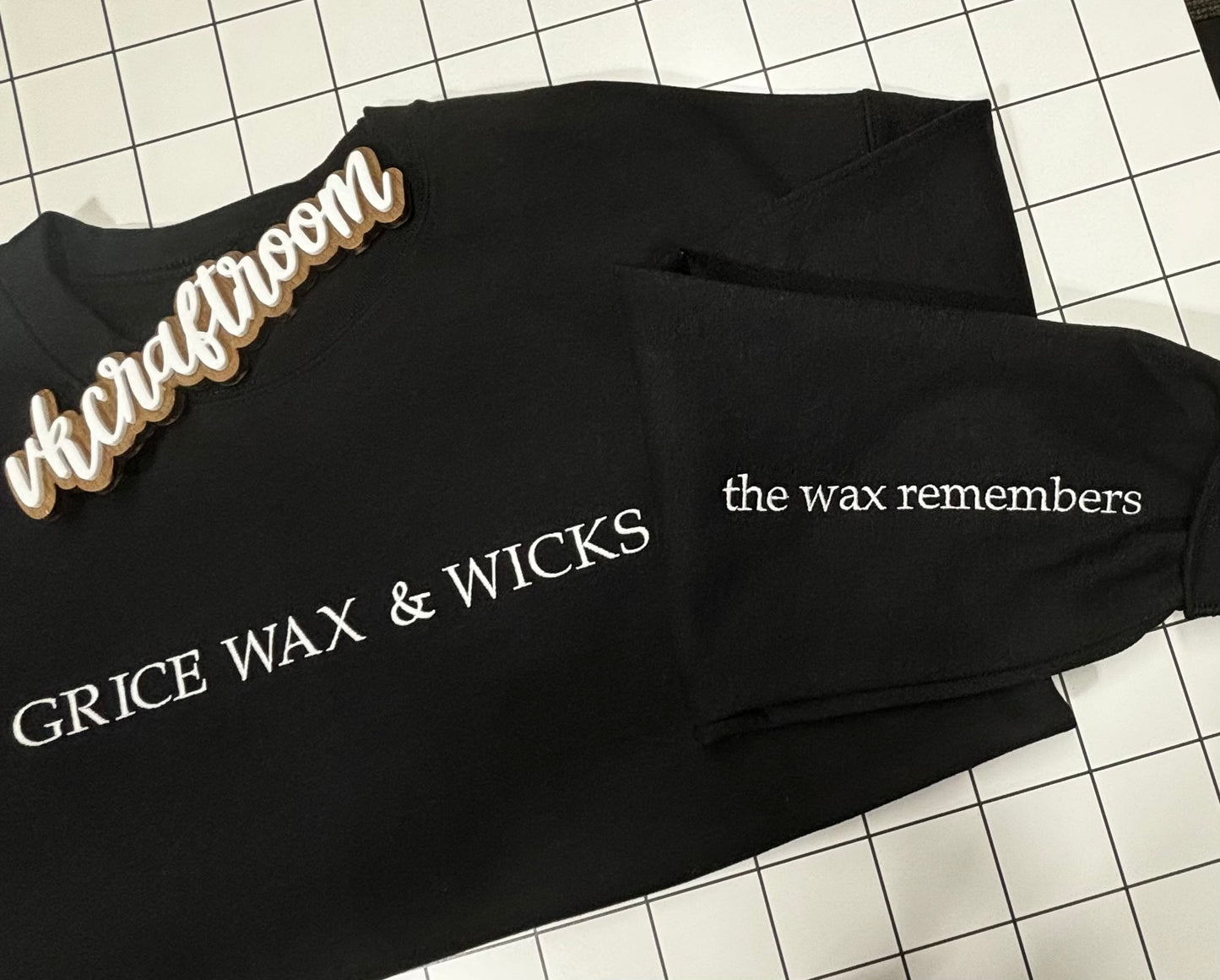 Grice Wax & Wicks Sweatshirt, Custom Sweatshirt, Embroidered Sweatshirt, Custom Logo Sweatshirt