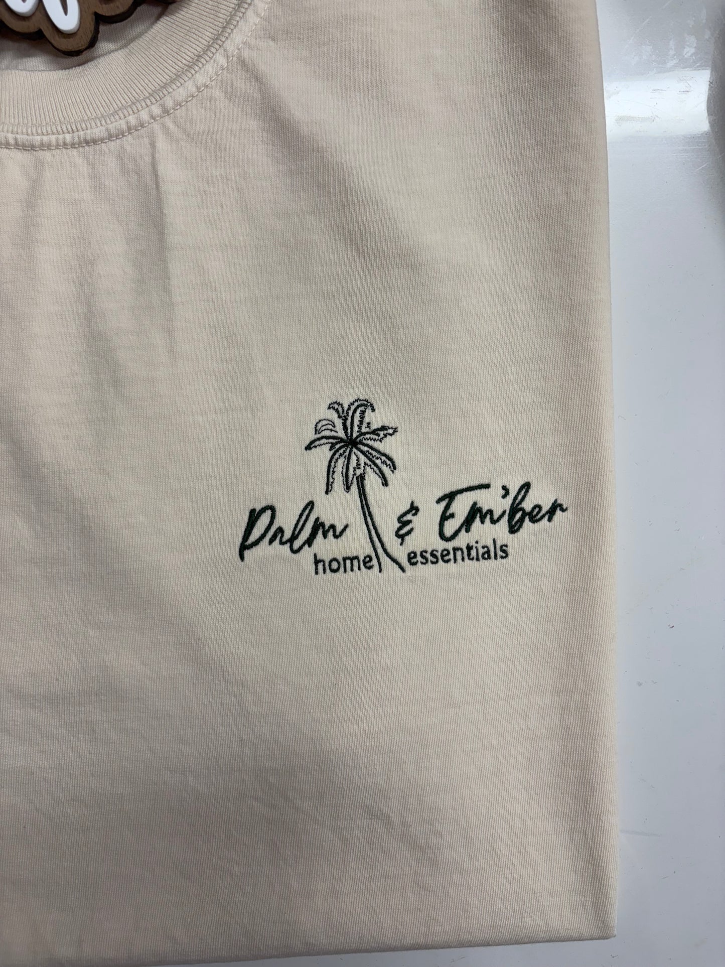 Custom Logo T-shirt, Embroidered T-shirt, Palm and Ember Logo T-shirt