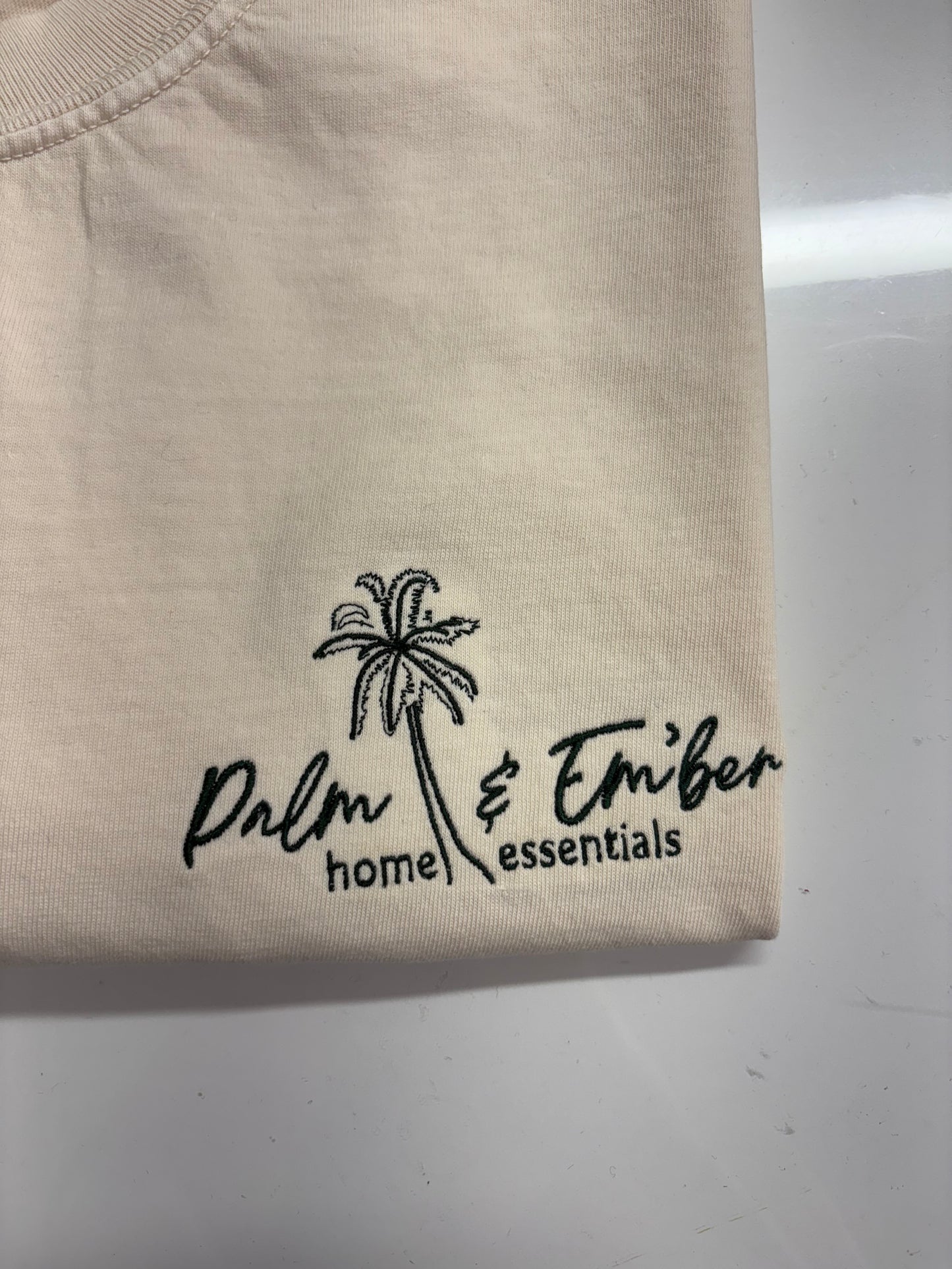Custom Logo T-shirt, Embroidered T-shirt, Palm and Ember Logo T-shirt