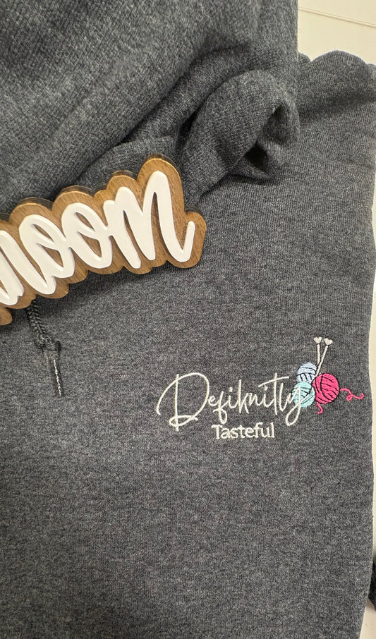 Custom Embroidered Defiknitly Tasteful Logo Hoodie, Custom Hoodie, Logo Hoodie