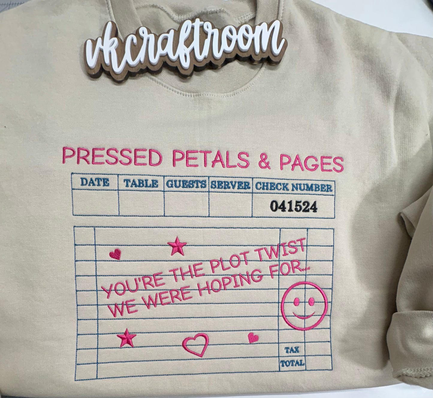 Pressed Petals and Pages Embroidered Sweatshirt, Unique Embroidered Sweatshirt