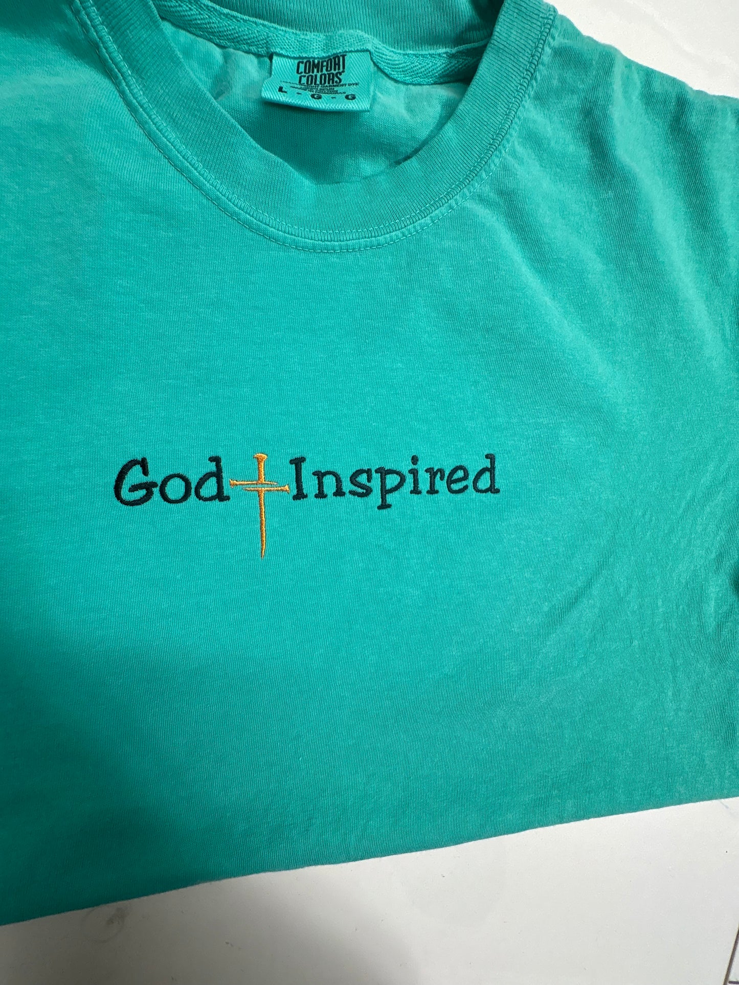 God Inspired Embroidered T-shirt, Faith-based T-shirt, Custom Embroidered T-shirt