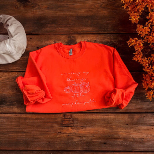 Counting My Blessings At the Pumpkin Patch Sweatshirt, Adult Unisex Sweatshirt, Embroidered Sweatshirt, Fall Vibes Sweatshirt