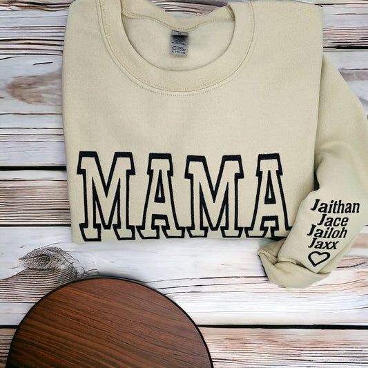 Mama Sweatshirt, Embroidered Mama Sweatshirt, Embroidered Mama Sweatshirt With Kids' Names, Gift for Her