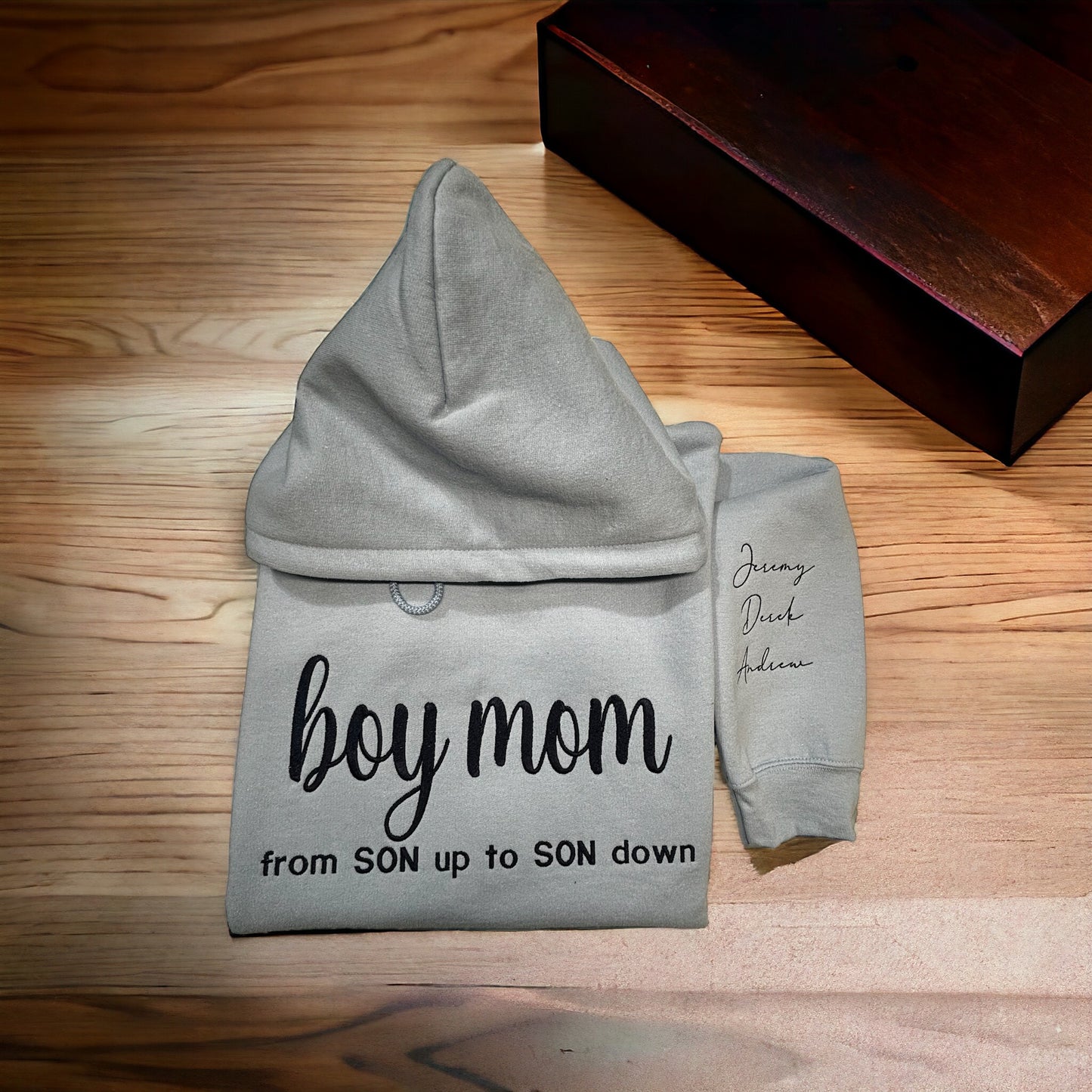 Boy Mom Hoodie, From Son Up To Son Down Hoodie, Embroidered Boy Mom Hoodie