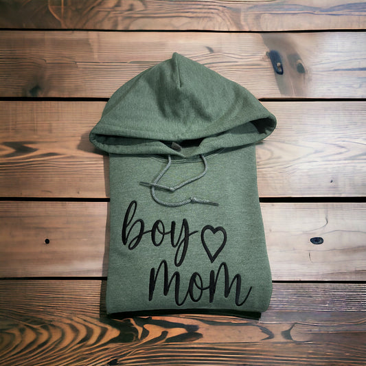 Boy Mom Hoodie, Mom Style Hoodie, Gift for Mom, Embroidered Boy Mom Hoodie