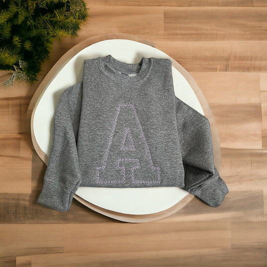 Big Initial Sweatshirt, Embroidered Sweatshirt, Unisex Youth Embroidered Sweatshirt