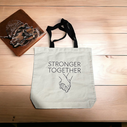 Stronger Together Tote Bag, Embroidered Tote Bag, Motivational Tote Bag, Embroidered Gift