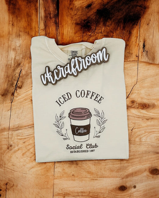 Coffe Lover Embroidered Crop Tee, Social Club Embroidered Tee