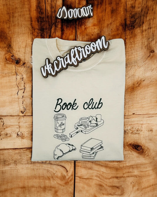 Book Club Embroidered Crop Tee, Book Lover Embroidered Tee, Bookish Embroidered Tee