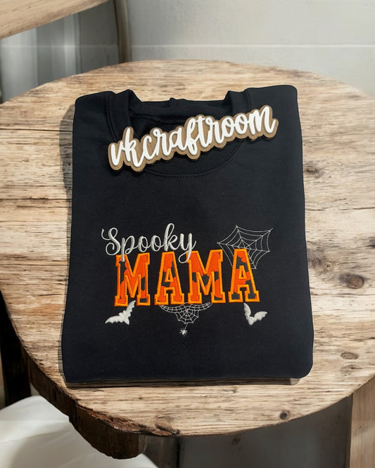 Spooky Mama Embroidered Sweatshirt, Custom Sweatshirt, Halloween Sweatshirt, Spooky Sweatshirt
