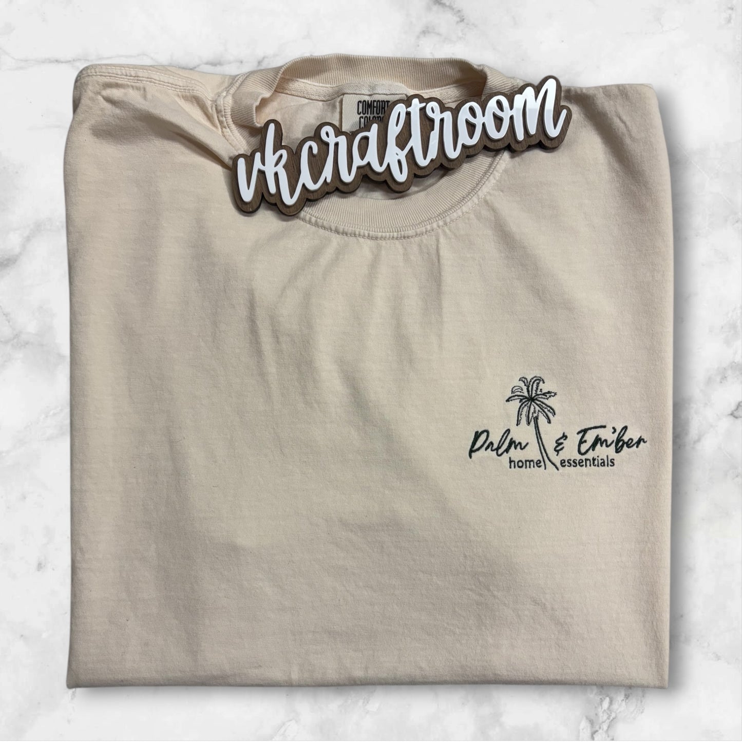 Custom Logo T-shirt, Embroidered T-shirt, Palm and Ember Logo T-shirt