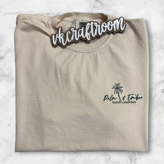 Custom Logo T-shirt, Embroidered T-shirt, Palm and Ember Logo T-shirt