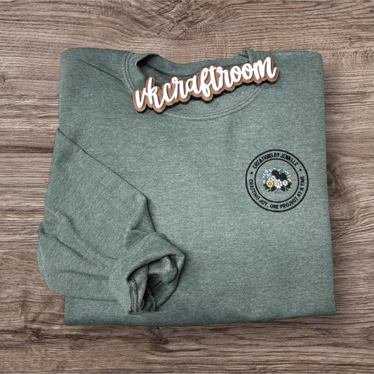Custom Logo Sweatshirt, Embroidered Sweatshirt, Creations by Jenn LLC Logo Sweatshirt