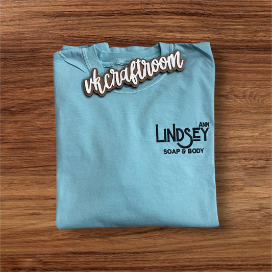 Custom Embroidered Lindsey Ann Soap & Body Logo Shirt Custom Embroidered Logo Shirt