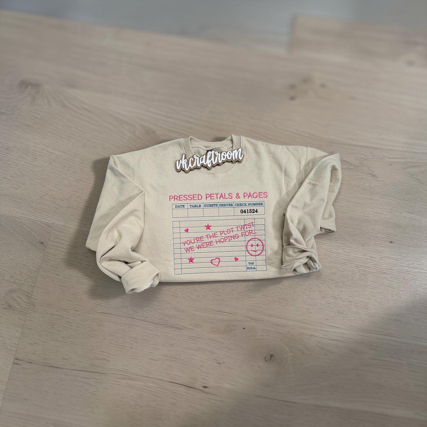 Pressed Petals and Pages Embroidered Sweatshirt, Unique Embroidered Sweatshirt