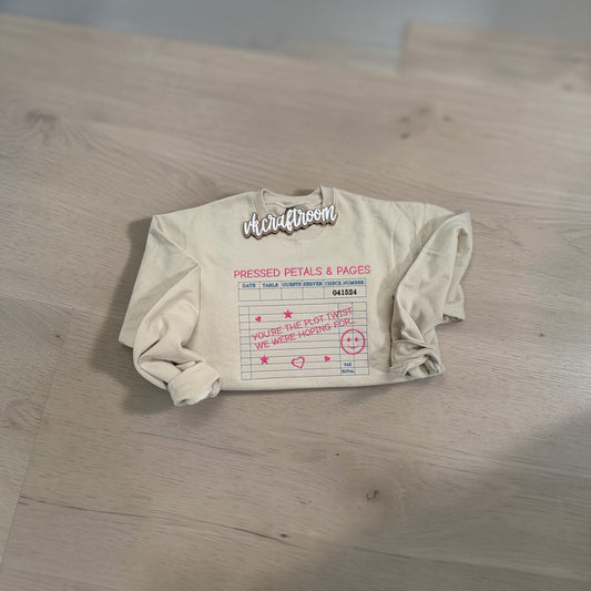 Pressed Petals and Pages Embroidered Sweatshirt, Unique Embroidered Sweatshirt