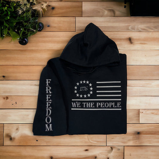 We The People Hoodie, Freedom Hoodie, 1776 Hoodie, Patriotic Hoodie, Adult Unisex Hoodie, Embroidered Hoodie