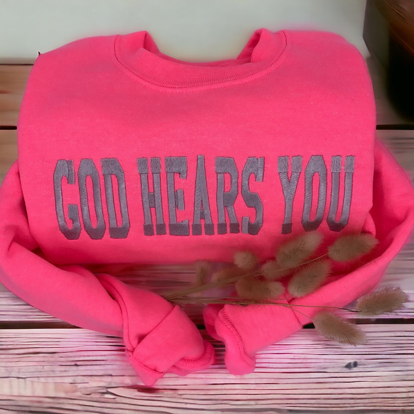 God Hears You Sweatshirt,  Faith Based Clothing,  Christian Clothing,  Inspirational Clothing, Embroidered Youth Sweatshirt