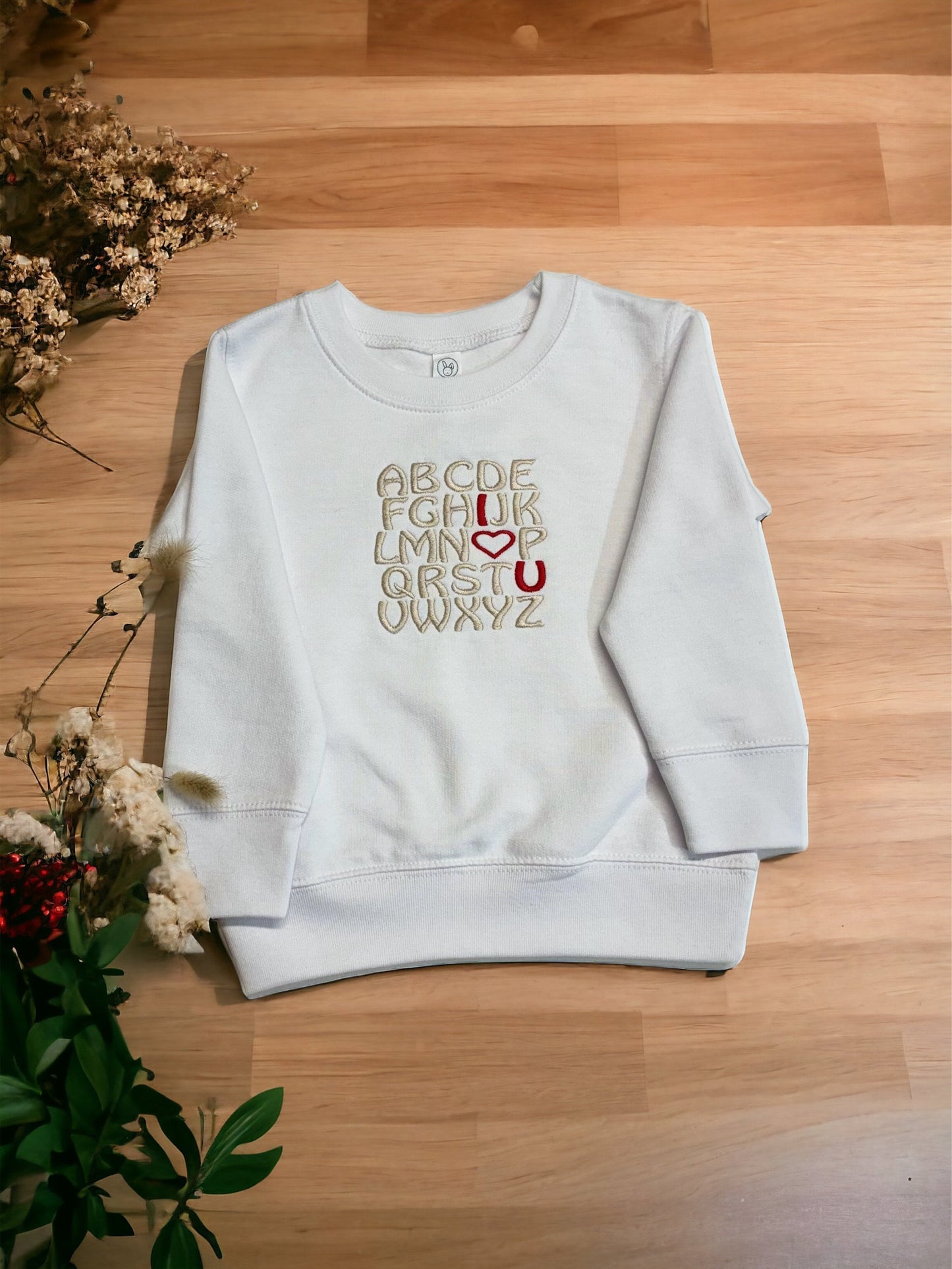 ABC I Love YOU, ABC Sweatshirt, I love You Sweatshirt, Inspirational Clothing, Toddler Sweatshirt, Embroidered Toddler Unisex Gift