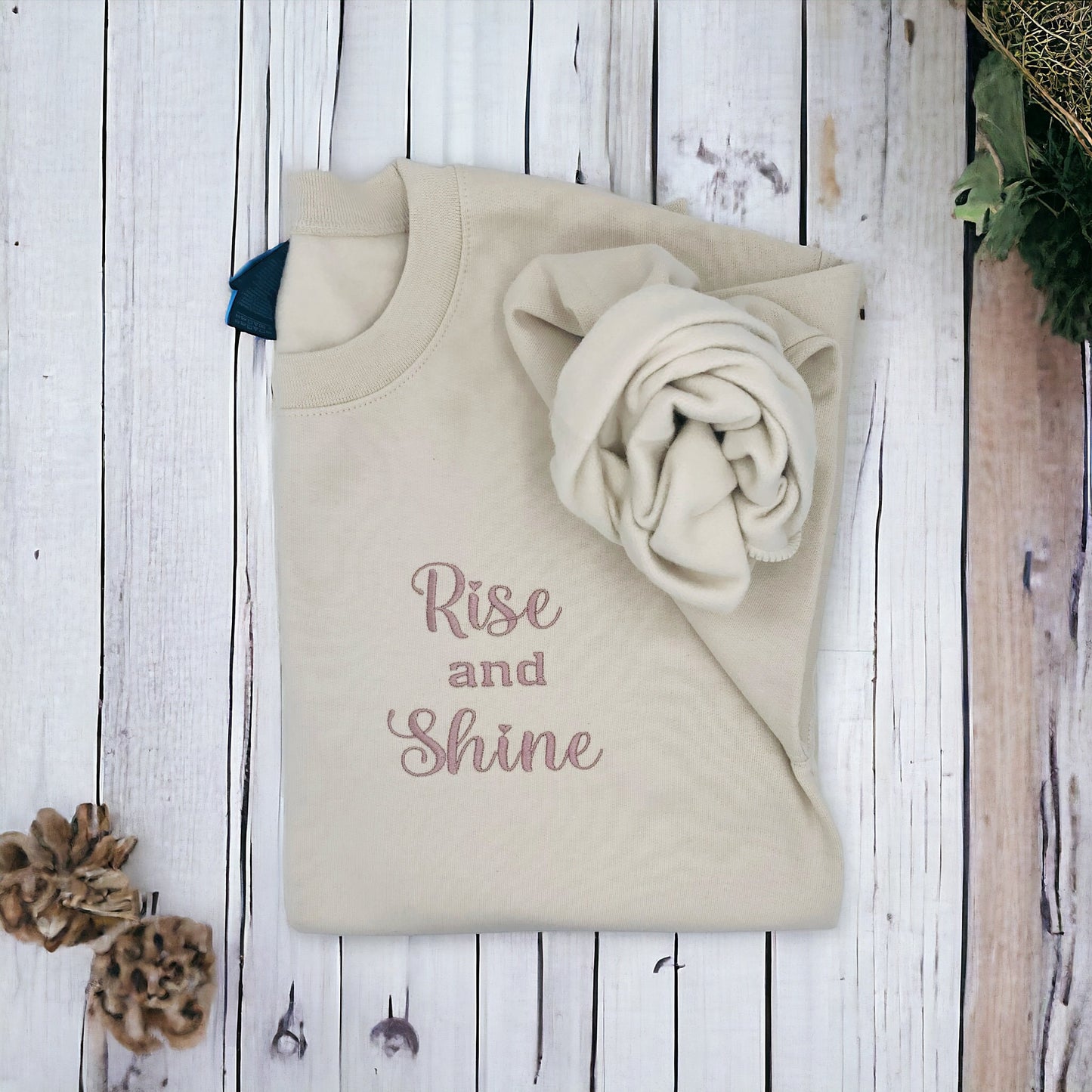 Rise and Shine Sweatshirt, Inspirational Clothing, Motivational Clothing, Unisex Gift, Embroidered Adult Unisex Sweatshirt